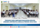 Pelantikan Pengurus Baru Himpunan Mahasiswa Biologi (HIMABIO) Universitas Andalas periode 2025/2026